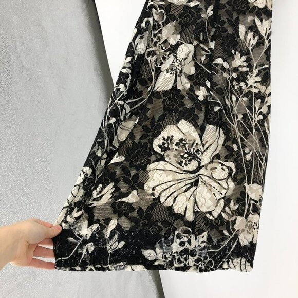 Black Creme floral lace overlay vneck  shift dress - Picture 11 of 14